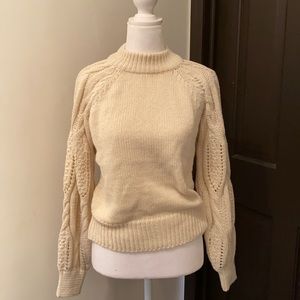 Who What Wear Cream Cable Knit Sweater